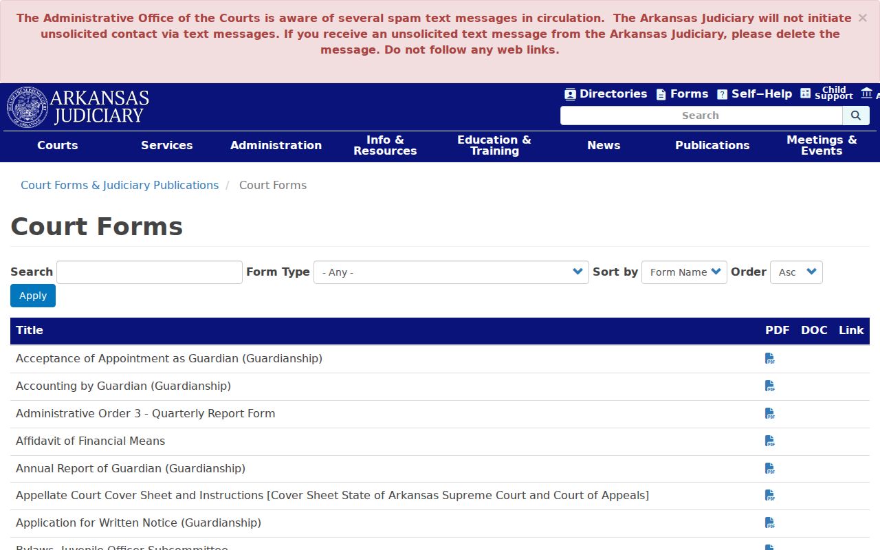Saline County arrest warrant Arkansas court forms