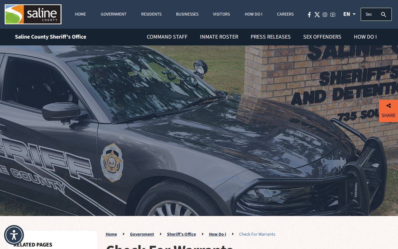 Saline County warrant records check instructions