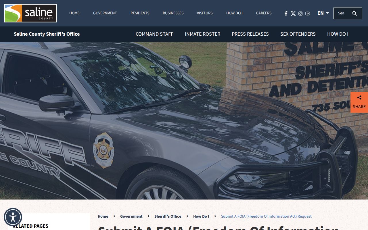 Saline County warrant records FOIA instructions